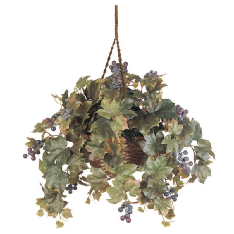 Hivvago Grape Leaf Hanging Basket Silk Plant