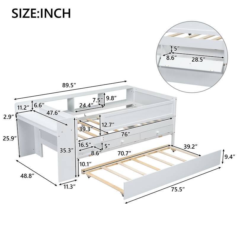 Merax Daybed Bed with Drawers and Trundle