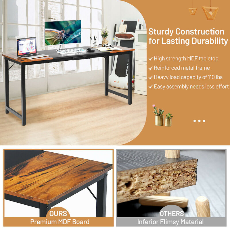 Costway 63'' Large Computer Desk Writing Workstation Conference Table Home Office