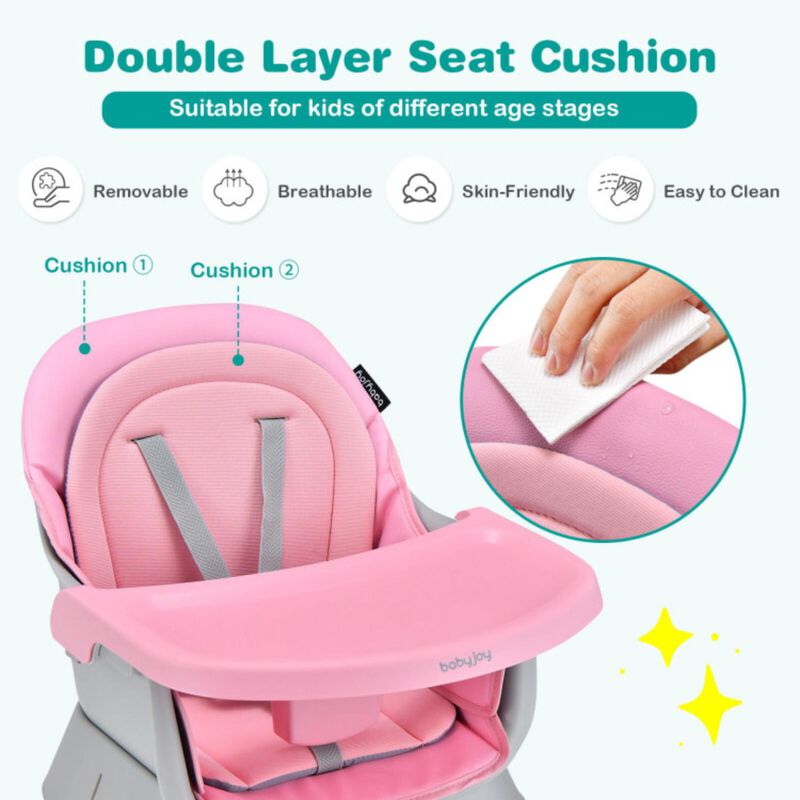 Hivvago 6-in-1 Convertible Baby High Chair with Adjustable Removable Tray