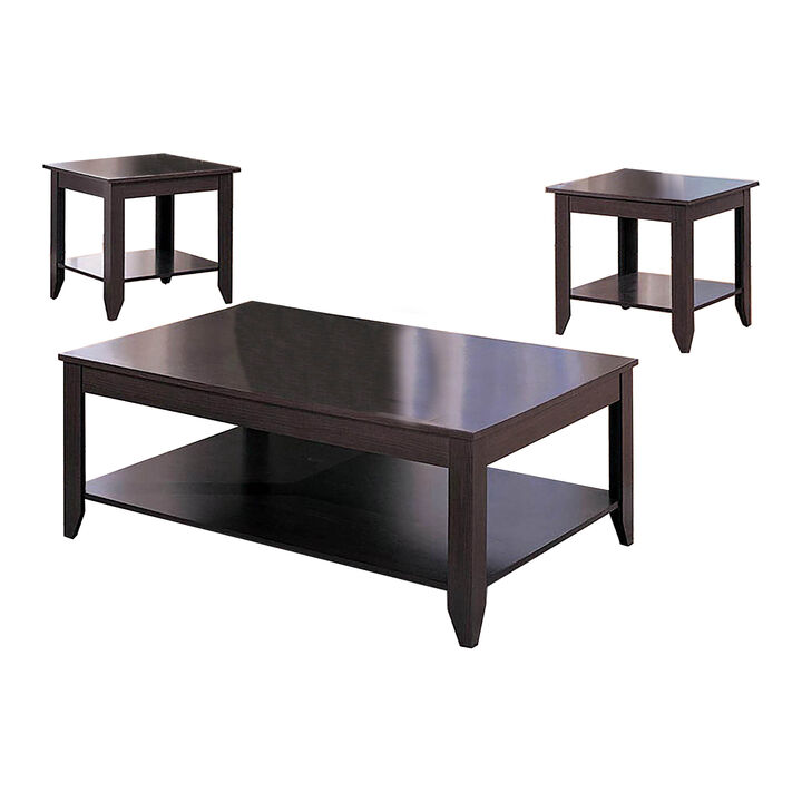 Amazingly Designed 3 Piece occasional table set, Brown - Benzara