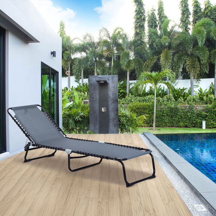Baby Blue Patio Recliner: Folding 4-Position Chaise with Breathable Mesh