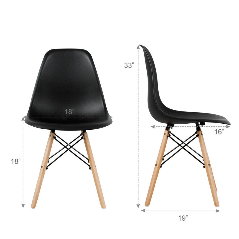 Costway Set of 4 Modern Dining Side Chair Armless Home Office w/ Wood Legs White