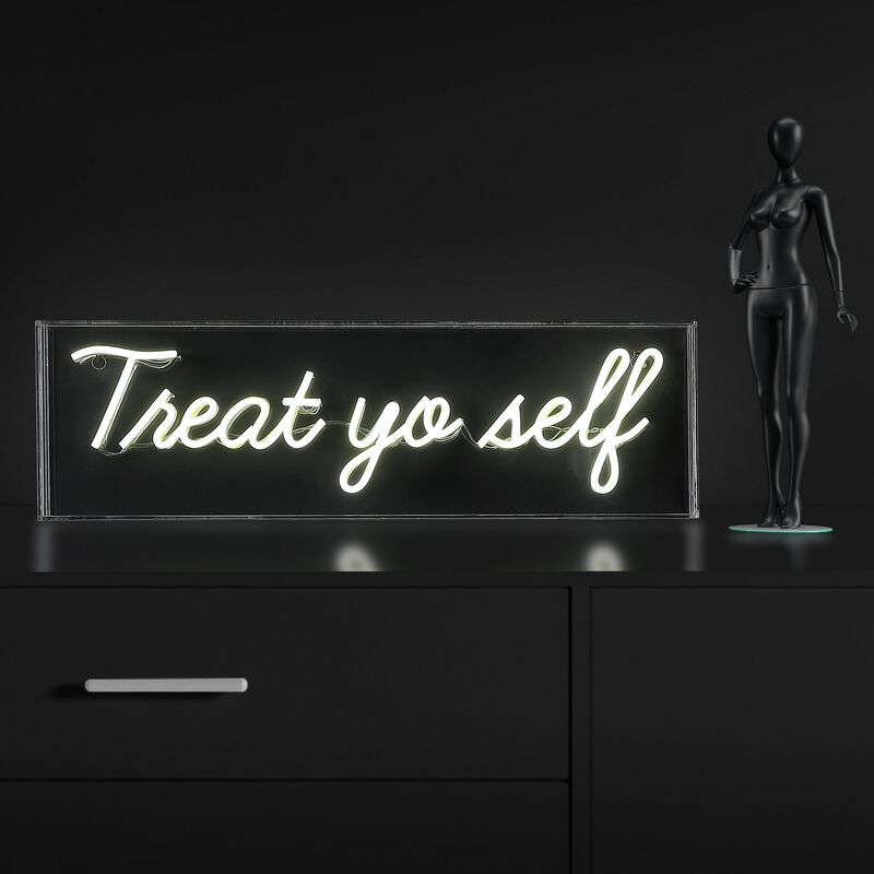 Treat Yo Self 20" Contemporary Glam Acrylic Box USB Operated LED Neon Light