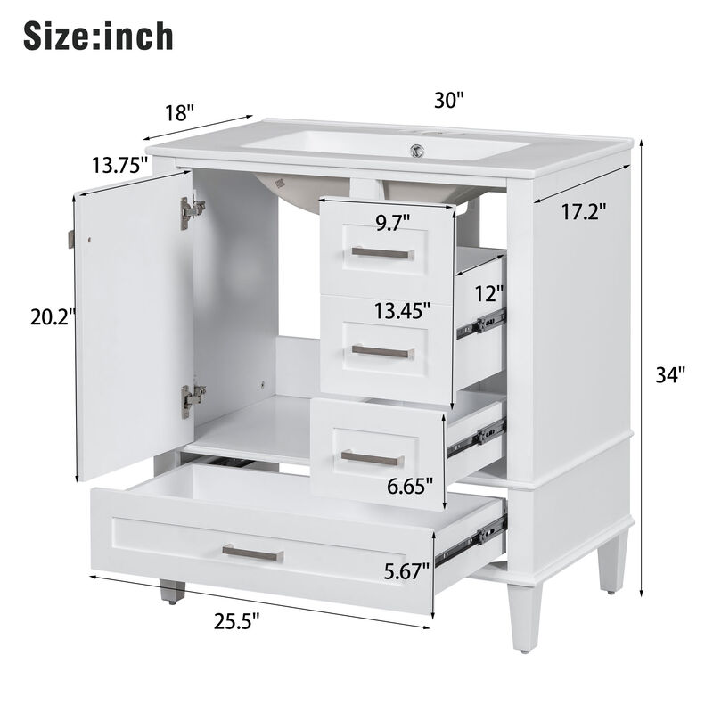 Merax Modern Bathroom Cabinet Vanity with Sink