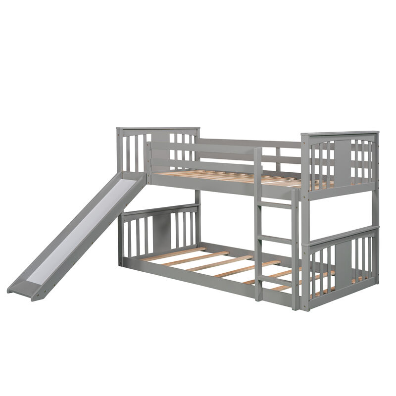 Twin Over Twin Bunk Bed With Slide And Ladder