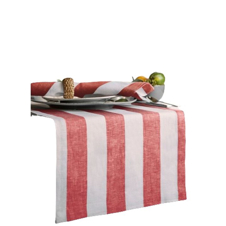 Solino Home 100% Pure Linen Table Runner | Cabana Stripe for Thanksgiving, Christmas