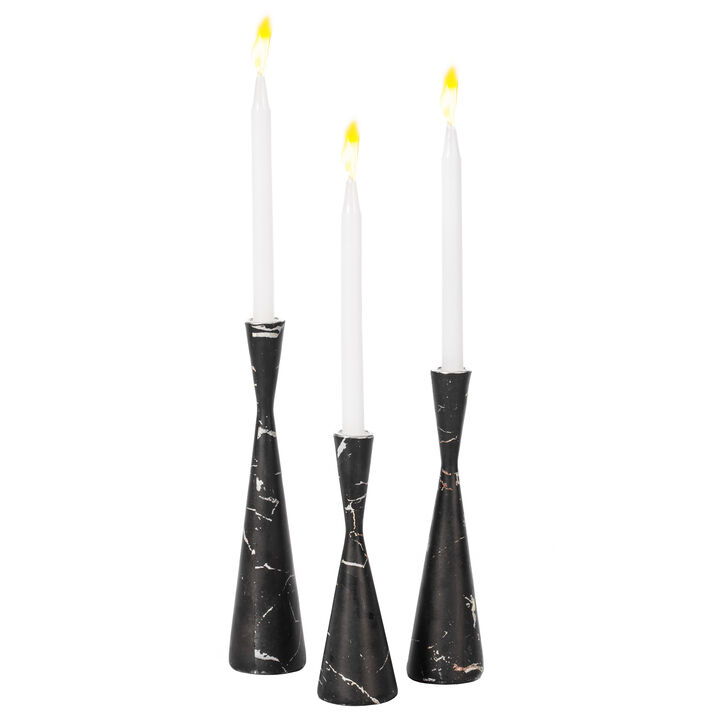 Marble Resin Candle Holders - Set of 3 Exquisite Decorative Taper Candlesticks for Luxurious Home Decor, Elegant Dining Table Centerpieces, Stylish Interior Accents, and Exclusive Event Illumination, Black Marble Resin Candle Holders - Set of 3 Exquisite Decorative Taper Candlesticks for Luxurious Home Decor, Elegant Dining Table Centerpieces, Stylish Interior Accents, and Exclusive Event Illumination, Black