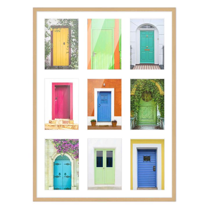 17.5x23.5 Wood Collage Frame with White Mat For 9 5x7 Pictures