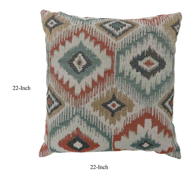 Contemporary Style Diamond Patterned Set of 2 Throw Pillows, Multicolor-Benzara