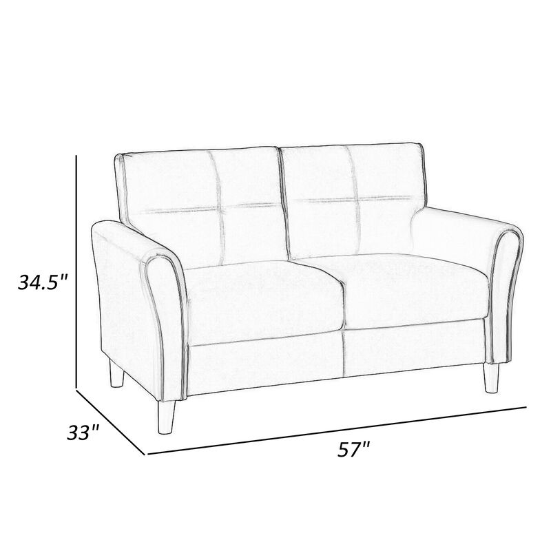 Sarah 57 Inch Loveseat, Blue Velvet, Stitch Tufting, Reversible Cushions - Benzara