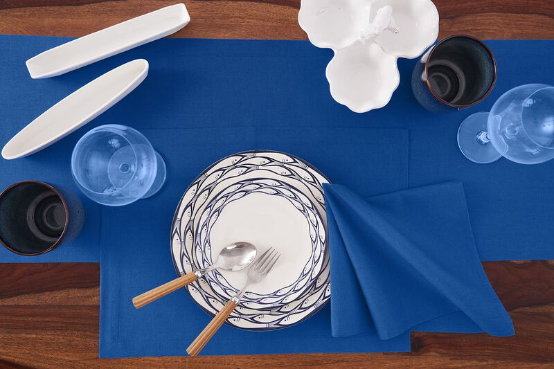 Solino Home 100% Pure Linen Placemats 14 x 19 Inch Set of 4 |Dru - Cotton Linen Plain