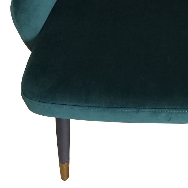 Zini 25 Inch Cushioned Dining Chair, Set of 2, White, Green, Gold Metal - Benzara