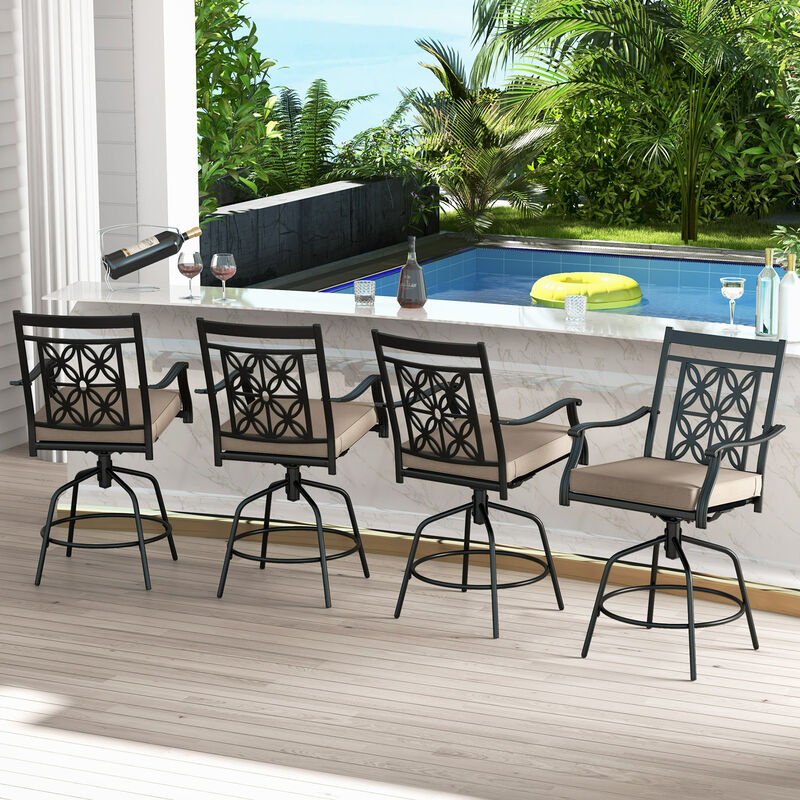 Set of 2 Outdoor Swivel Dining Chairs with Comfortable Seat Cushions