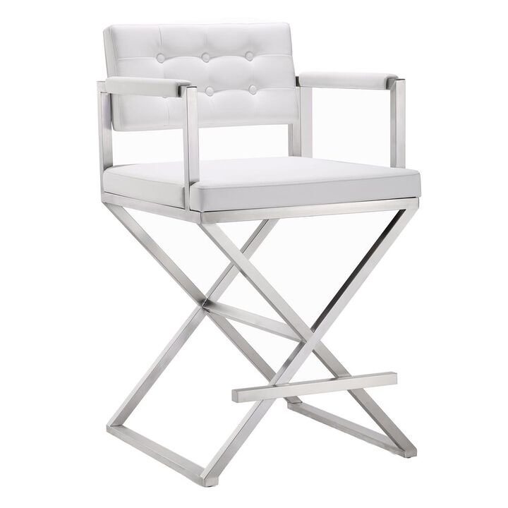 Belen Kox Contemporary White Steel Counter Stool, Belen Kox