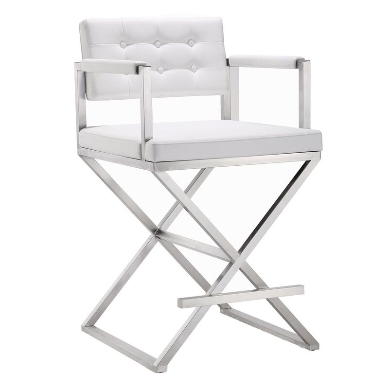 Belen Kox Contemporary White Steel Counter Stool, Belen Kox