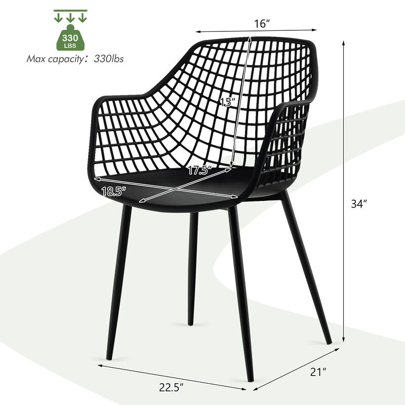Set of 4 Heavy Duty Modern Dining Chair with Airy Hollow Backrest