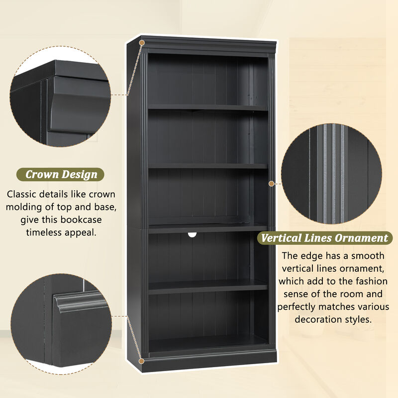 Merax 5-Tier Bookshelf Bookcase with Light Strip