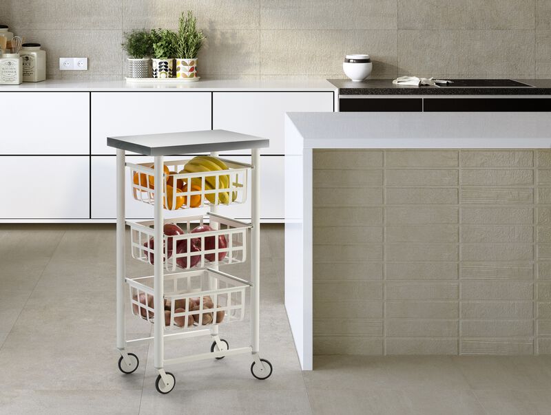 Rolling kitchen cart with Stainless Steel top, Fifty-Fifty