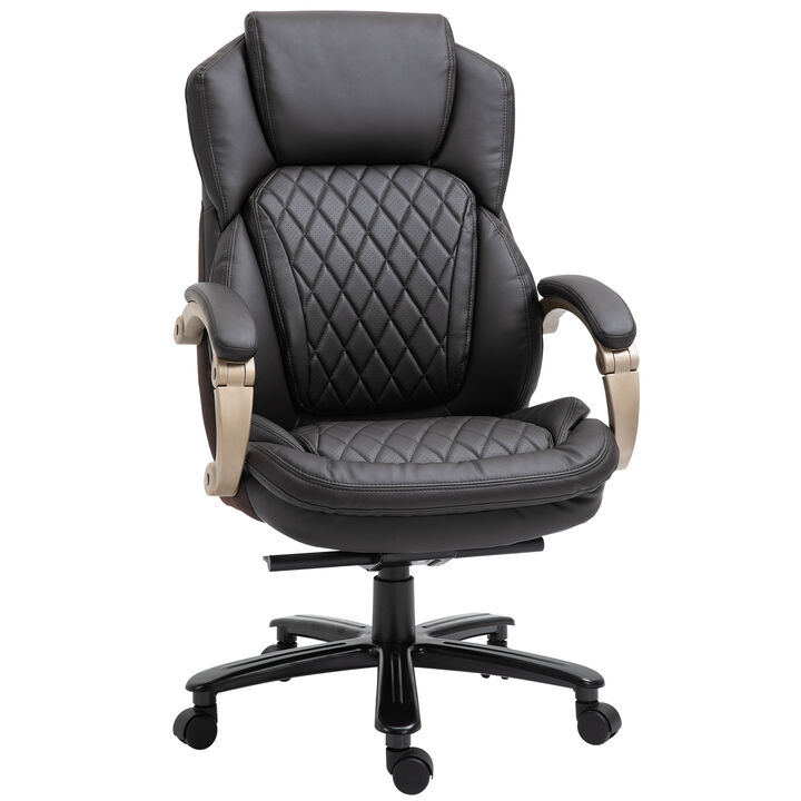 Vinsetto Big and Tall Executive Office Chair with Wide Seat, Computer Desk Chair with High Back Diamond Stitching, Adjustable Height & Swivel Wheels, Brown