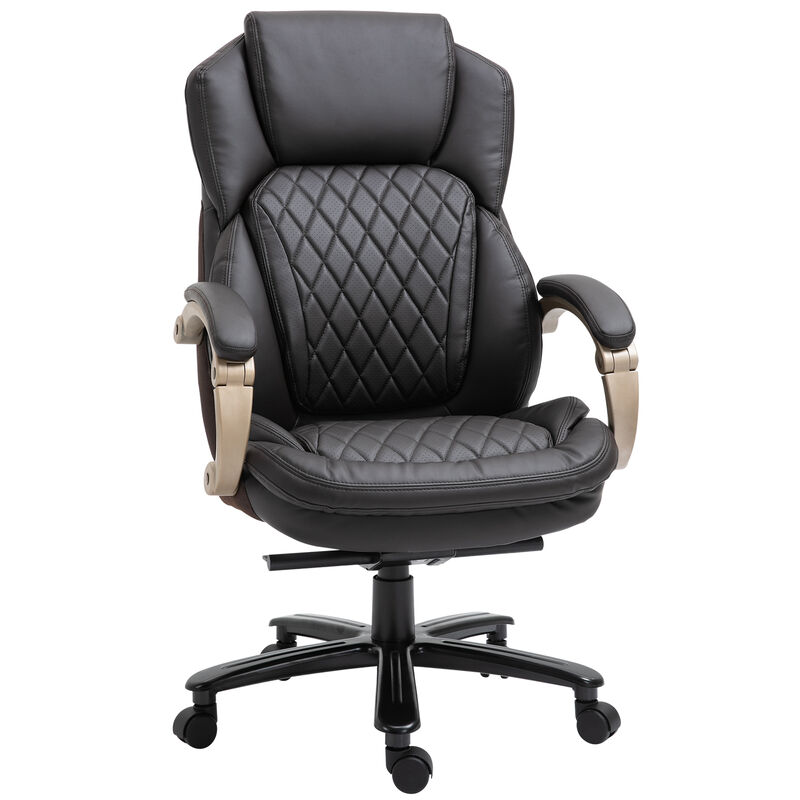 Vinsetto Big and Tall Executive Office Chair with Wide Seat, Computer Desk Chair with High Back Diamond Stitching, Adjustable Height & Swivel Wheels, Brown