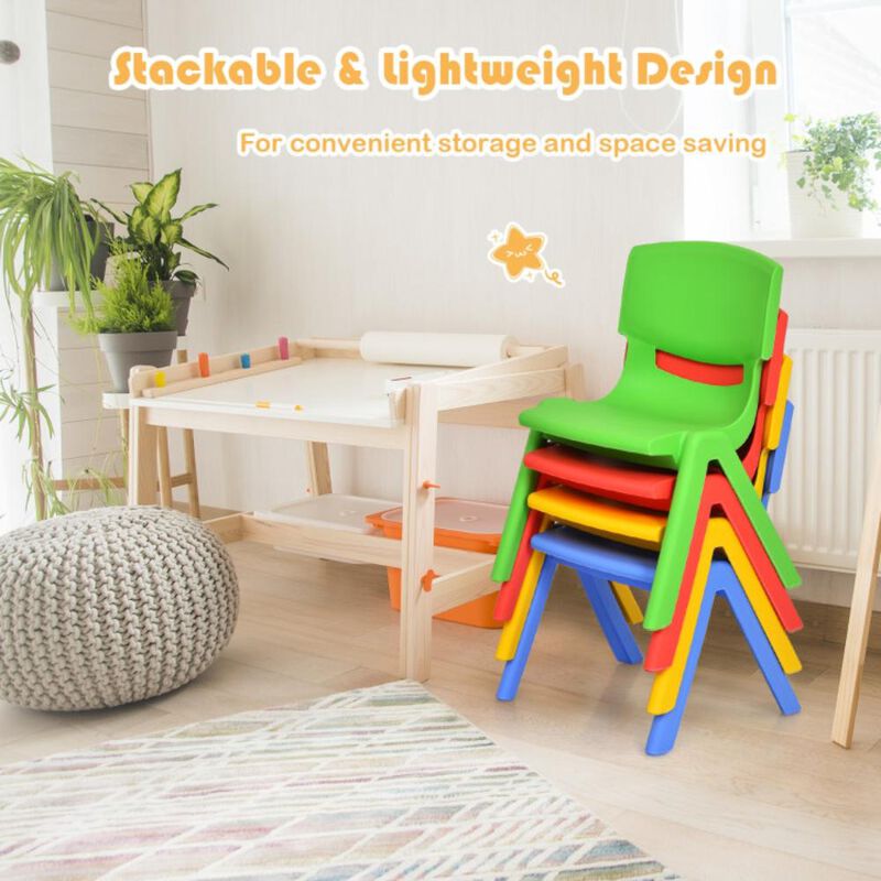 Hivvago Kids Colorful Plastic Table and 4 Chairs Set