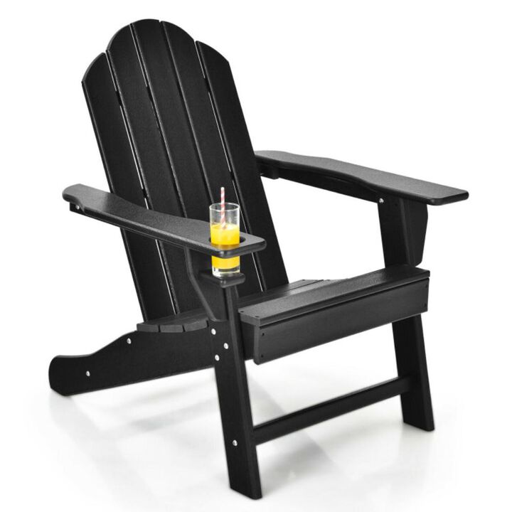Hivvago Outdoor Adirondack Chair with Built-in Cup Holder for Backyard Porch