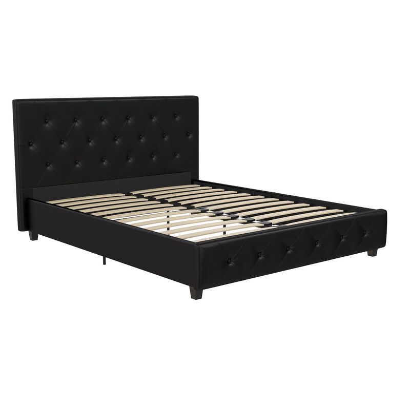 Atwater Living Dana Upholstered Bed, Full, Black Faux Leather