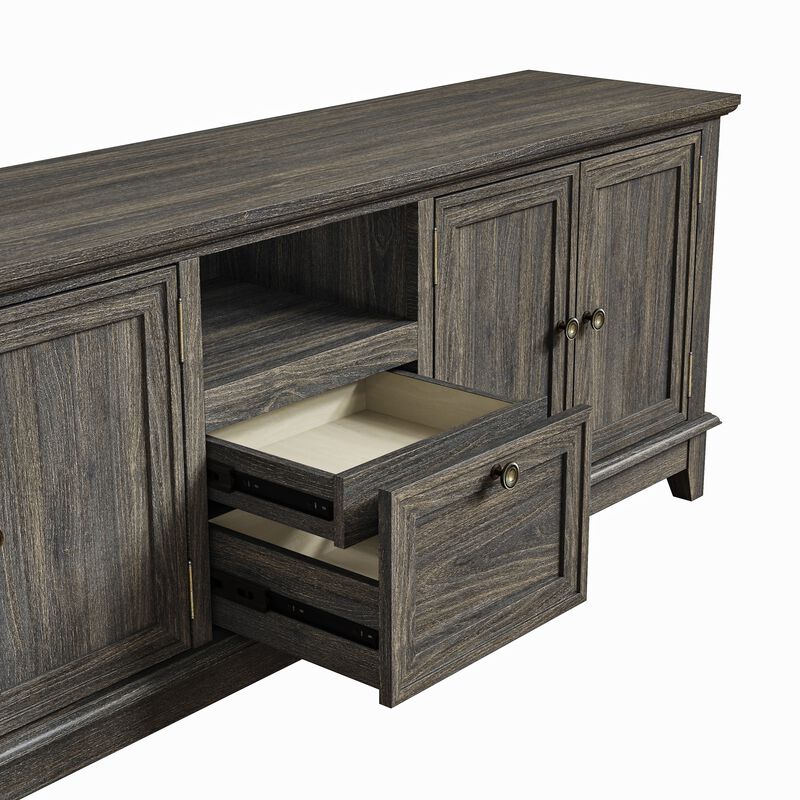 FESTIVO Rustic 72-Inch TV Stand with Adjustable Shelves, Hidden Storage