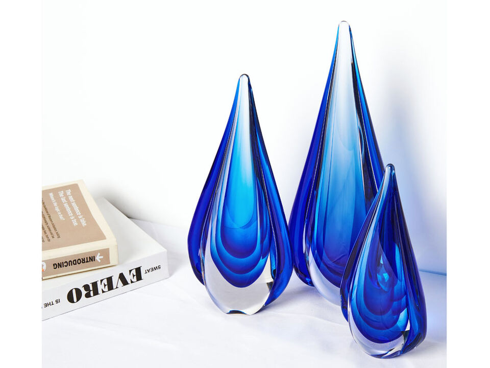 Hand Blown Water Drop Sommerso Art Glass Sculpture