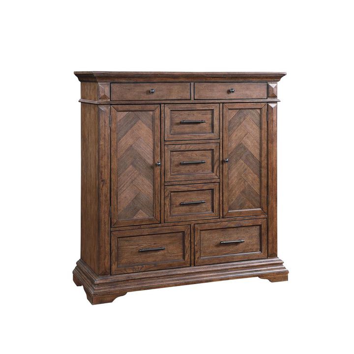 New Classic Furniture Furniture Mar Vista Solid Wood 6-Drawer Door Chest in Brushed Walnut