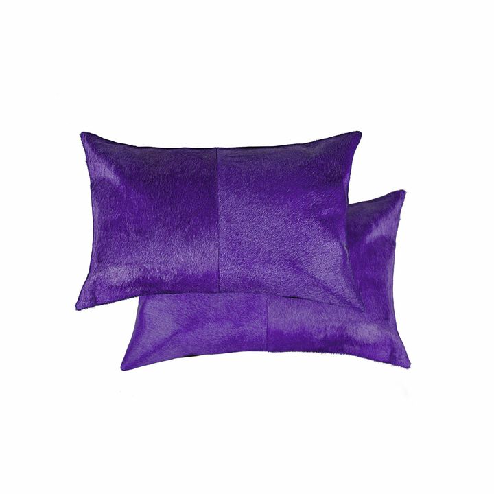 Hivvago 12 X 20 Purple Cowhide Throw Pillow