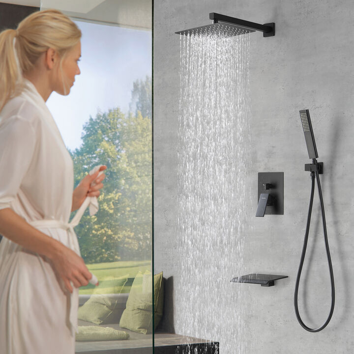 Rain Shower System, Waterfall Tub and Shower Faucet Set by Suntisbo