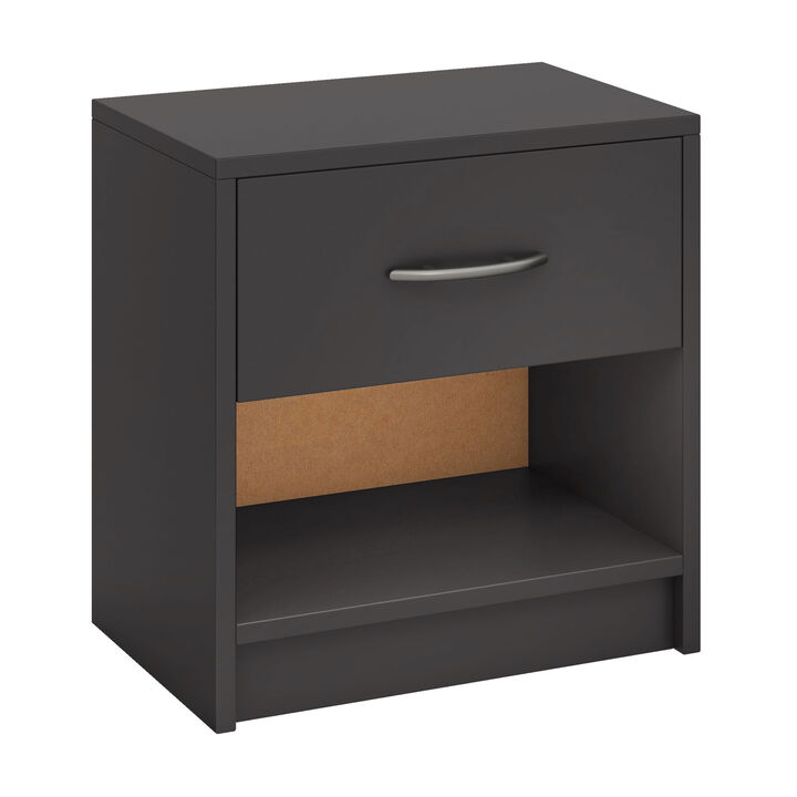 Bedside Table Nightstand with Drawer and Open Storage Shelf