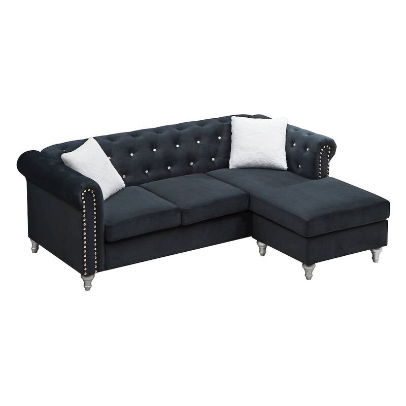 Glory Furniture Raisa Sofa Chaise in Black Color