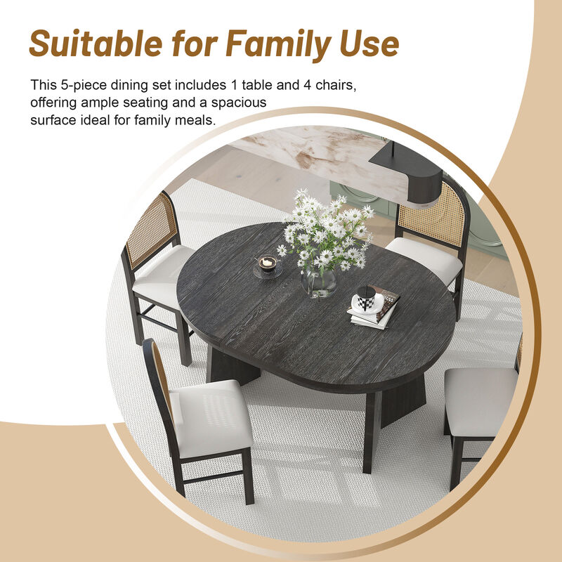 Merax 5-Piece Retro Functional Dining Set