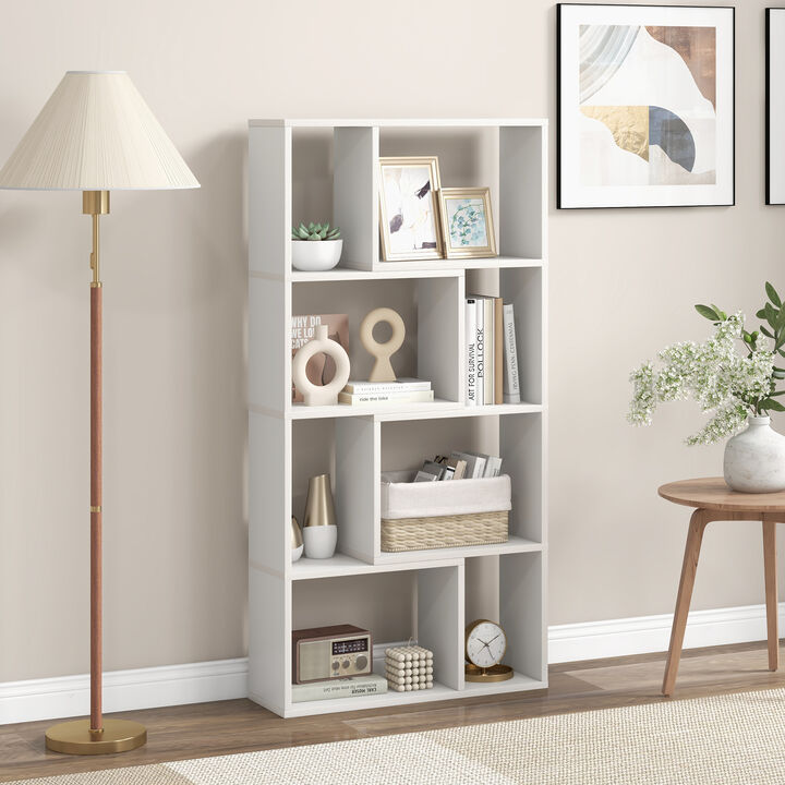 4-Tier Geometric Bookshelf with 8 Cubes for Living Room Bedroom