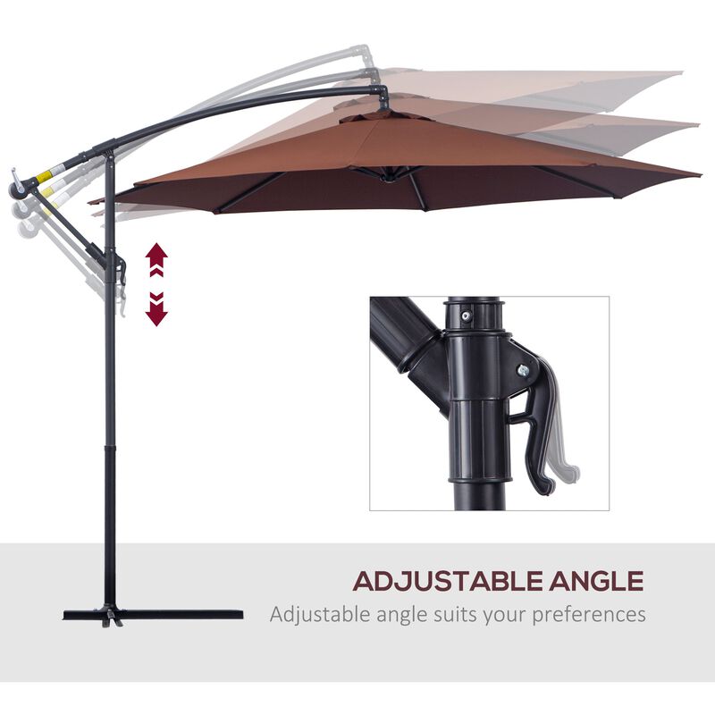 Flexible Shade Solution: 10ft Brown Cantilever Umbrella with UV Protection