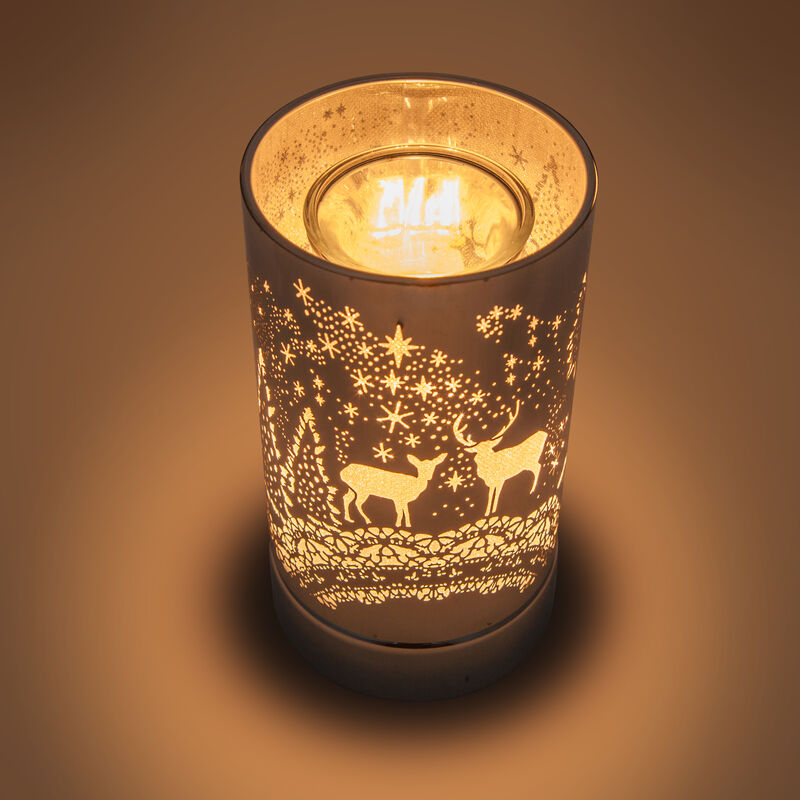 7" Touch lamp/Oil burner/Wax warmer - Silver Wildlife
