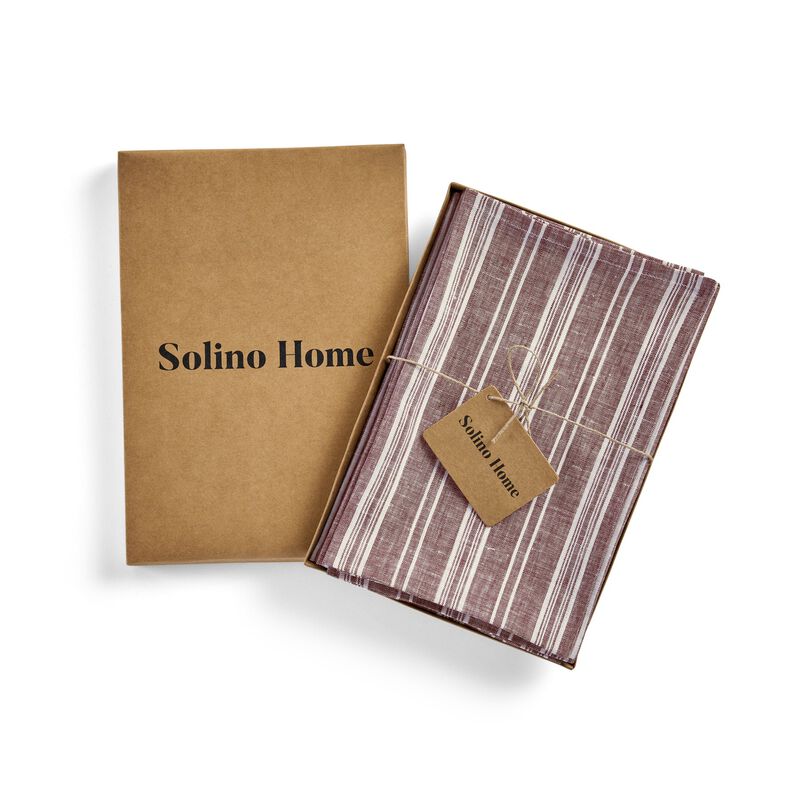Solino Home 100% Pure Linen Chelsea Stripe Dinner Napkins 20 x 20 Inch Set of 4