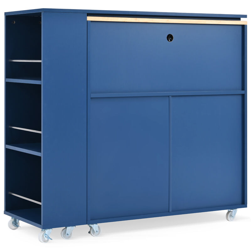 Merax European Rolling Kitchen Island With Extended Table