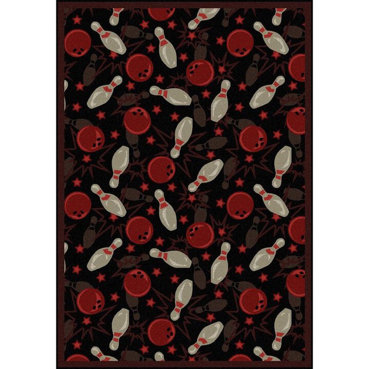 Joy Carpets Games People Play Retro Bowl 3'10 x 5'4 Area Rug in Color Fireball Red