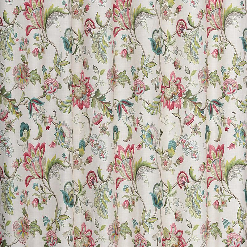 Ellis Curtain Brissac Classic Floral Design Button Holes Shower Curtain 70" x 72" Red