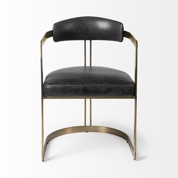Hollyfield Black Leather Dining Chair