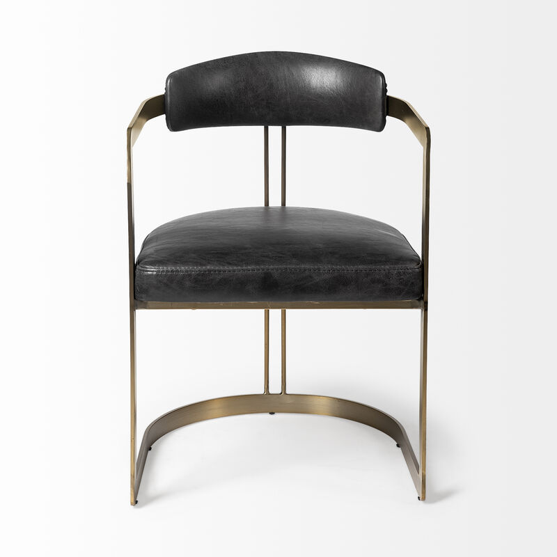 Hollyfield Black Leather Dining Chair