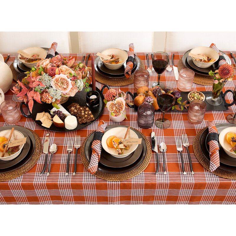 Solino Home 100% Pure Linen 14 x 19 Inch Placemats Set of 4 | Glen Check