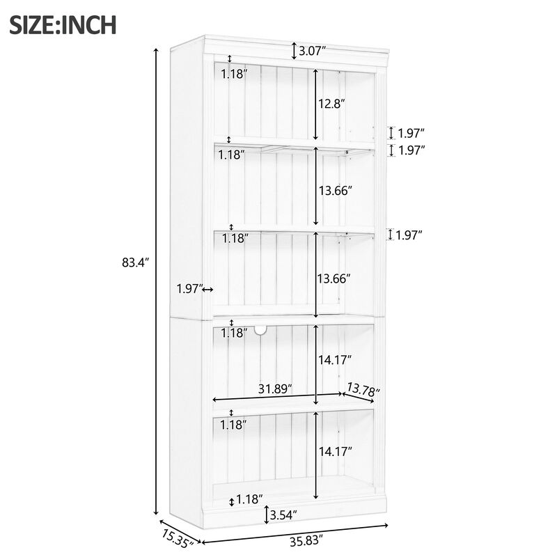 Merax 5-Tier Bookshelf Bookcase with Light Strip