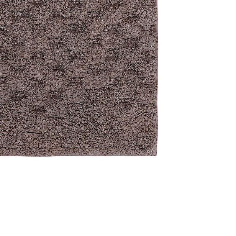 Knightsbridge Luxurious Block Pattern High Quality Year Round Cotton With Non-Skid Back Bath Rug 17" X 24" Stone