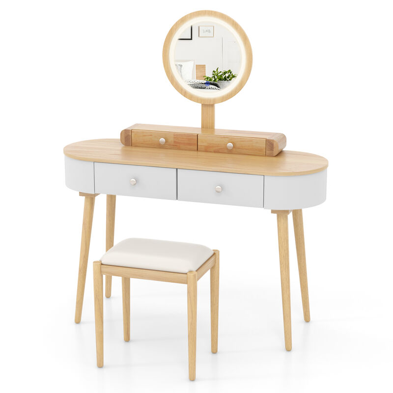 Makeup Vanity Table Set with LED Mirror and 3 Spacious Drawers