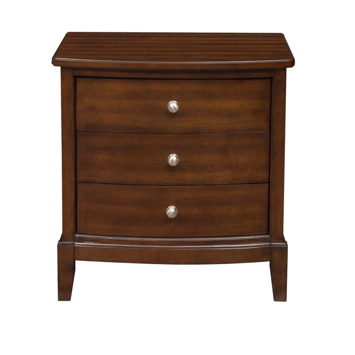 Streamdale 3-Drawer Nightstand in Dark Cherry Finish